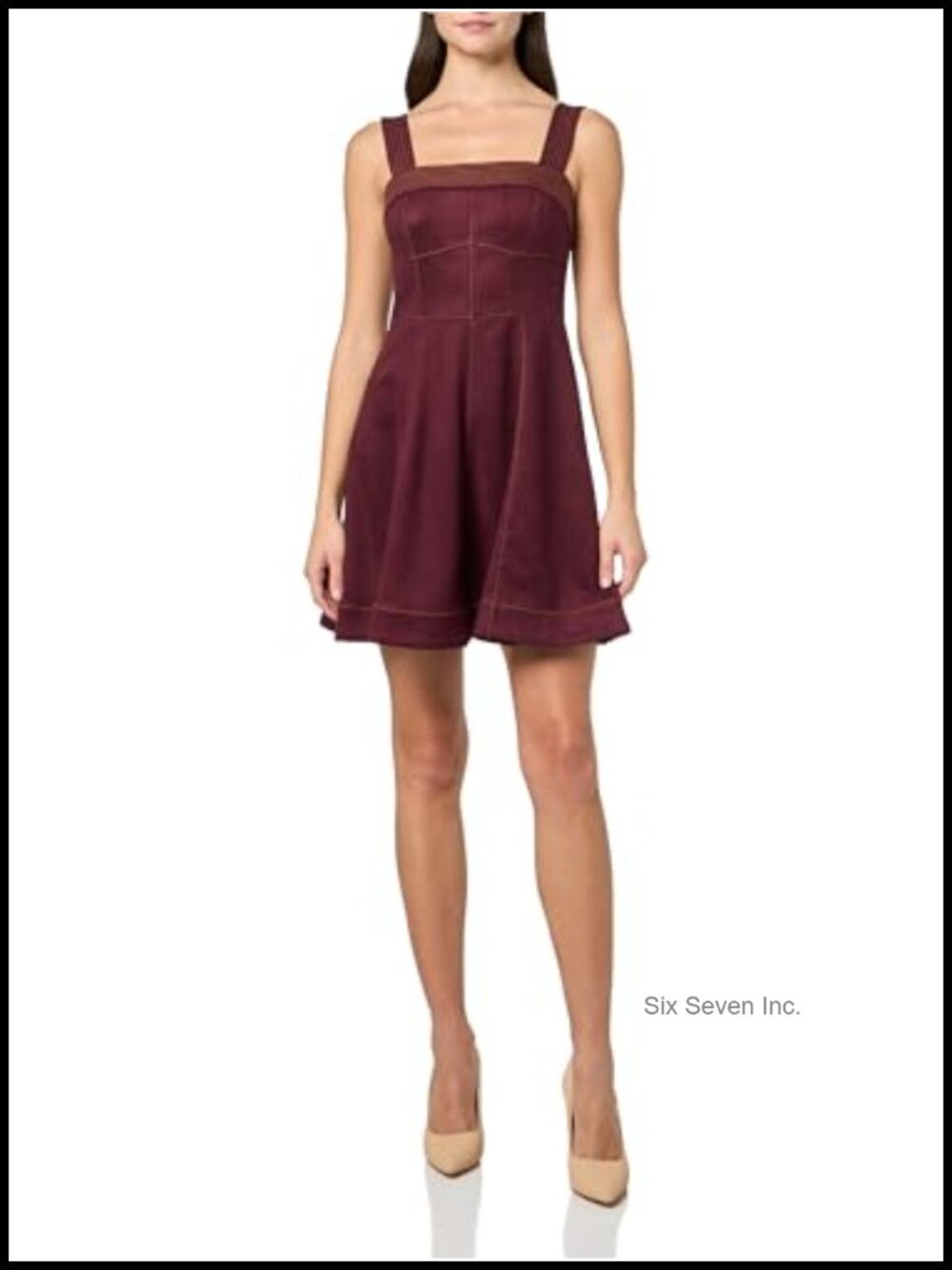 BCBG Sleeveless Square Neck A-Line Mini Dress